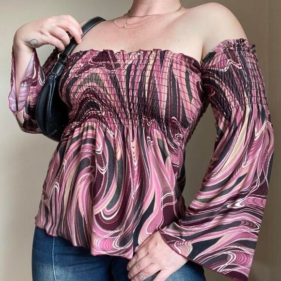 Y2K pink swirl print top - Picture 7 of 8